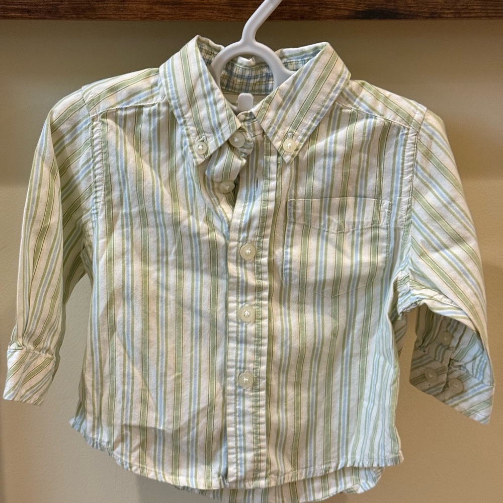 The Children's Place Baby Boy Striped Green Shirt Size 6-9 Months